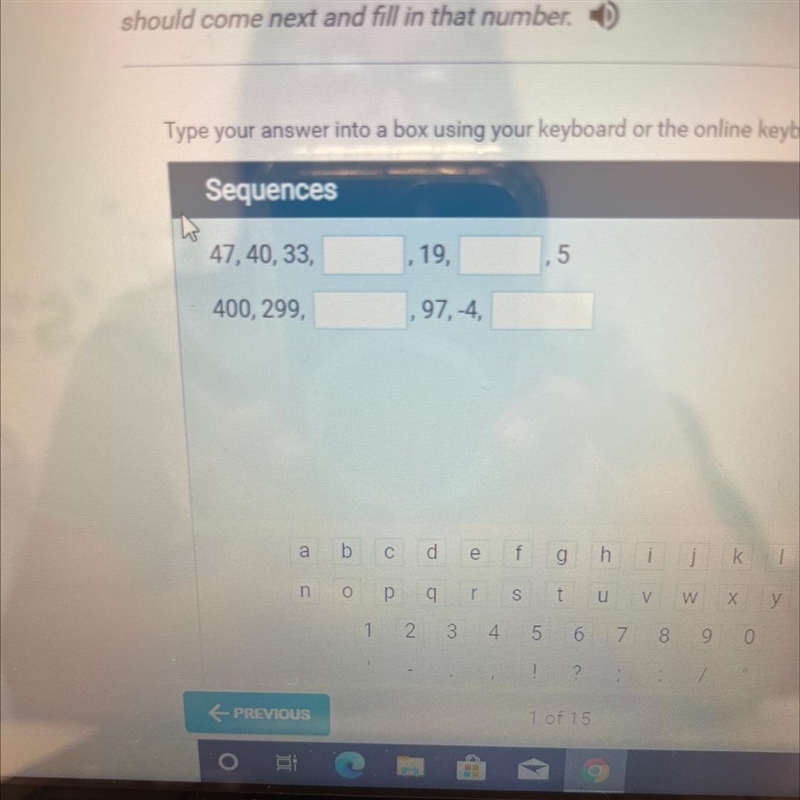 Sequences 47, 40, 33, ,19, ,5 400, 299, ,97,-4,-example-1