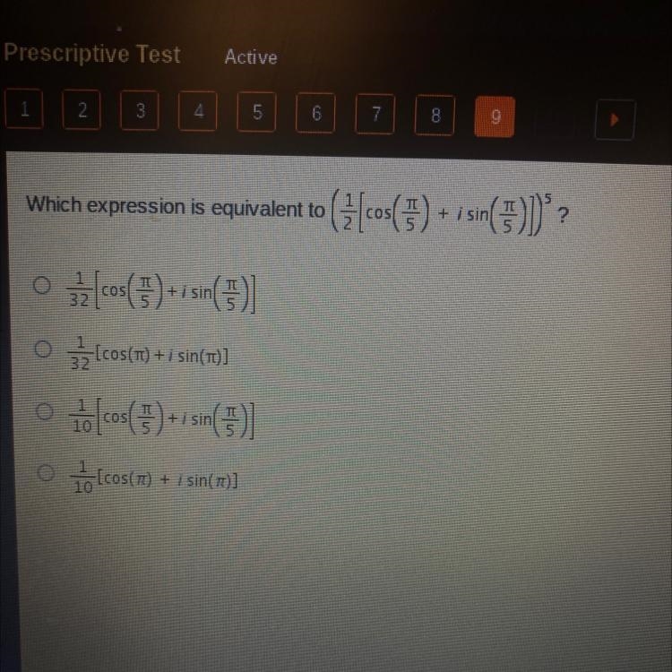 Whichexpression is equivalent to (=[cos(™) + i sin(™)])³ ?[cos()+sin()[cos(m) + sin-example-1