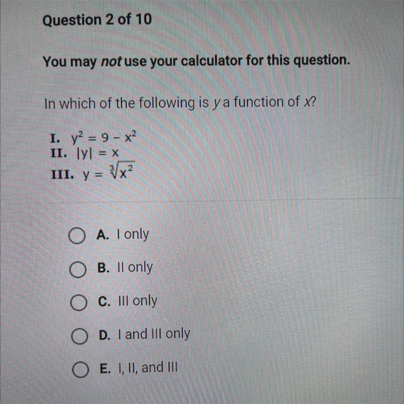 In which of the following is y a function of x?-example-1