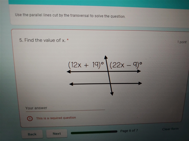 Find the value of x Using parallel cut by the transversal (show your work)-example-1