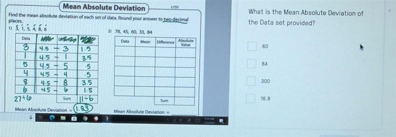 What is the mean absolute deviation of the data set provided?-example-1