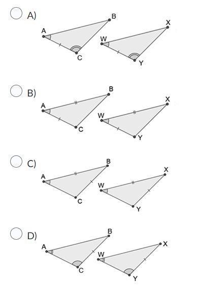 HELP ASAP!!! Which of the following pairs of triangles can be proven congruent by-example-1