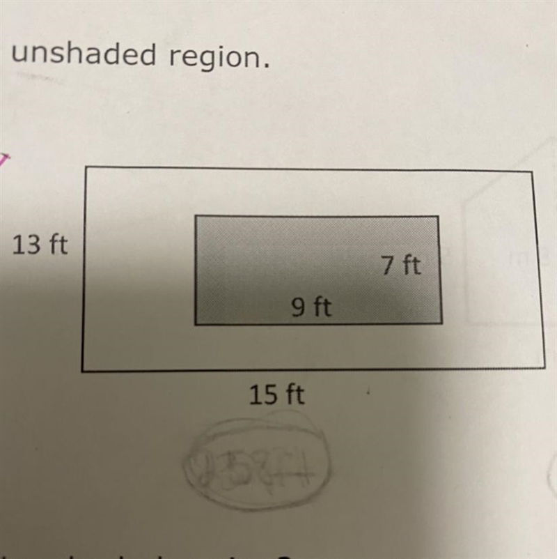 Find the area of the unshaded region. Formula is A= b•h please help!-example-1