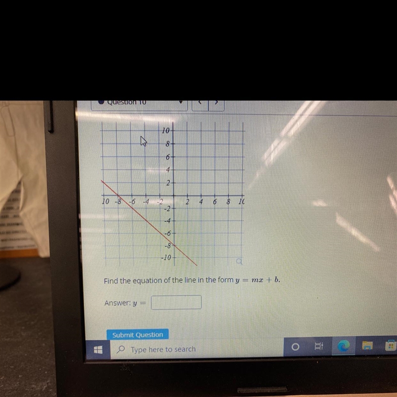 Find the equation of a line in the form y=Mx+b MATH HW-example-1