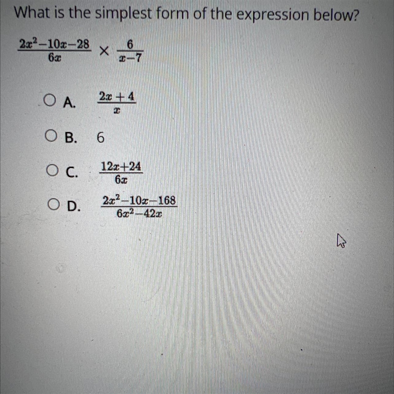 What is the simplest form of the expression below?-example-1