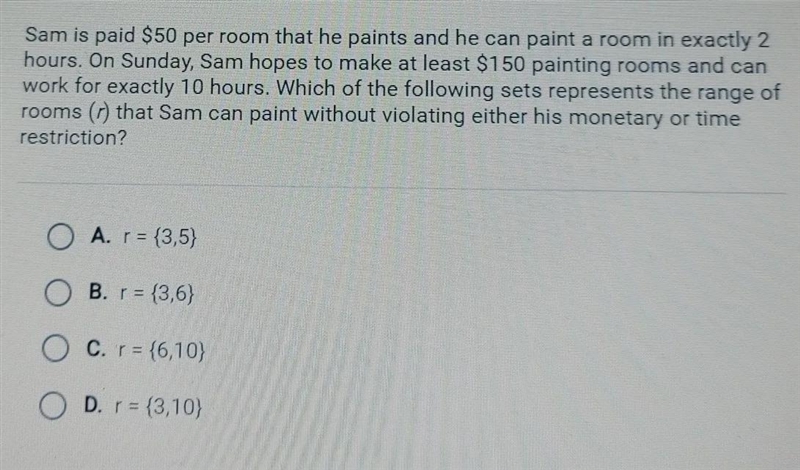 sam is paid $50 per room that he paints and he can paint a room in exactly 2 hours-example-1