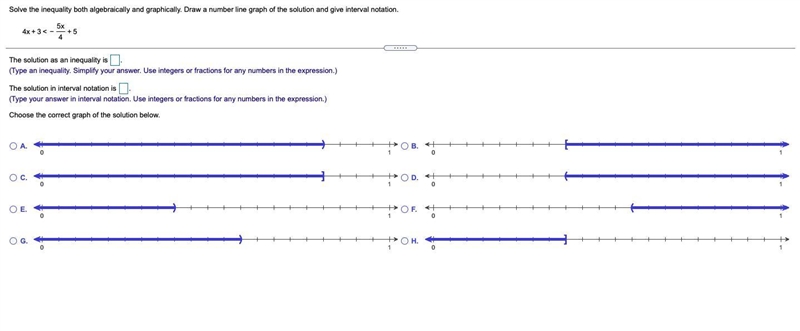 Solve the inequality both algebraically and graphically. Draw a number line graph-example-1