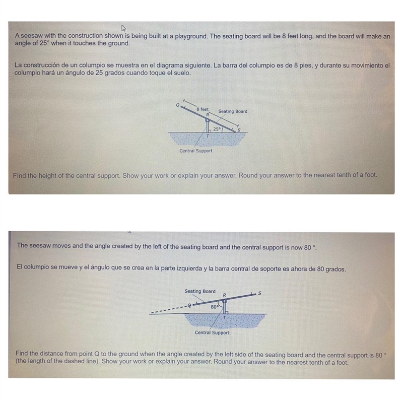 Part A: Find the height of the central support ?Part B : Find the distance from point-example-1