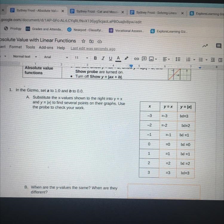 B. When are the y-values the same? When are theydifferent?-example-1