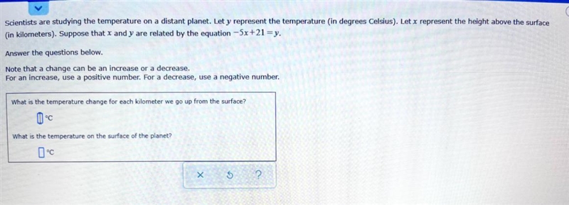 Scientists are studying the temperature on a distant planet. Let y represent the temperature-example-1