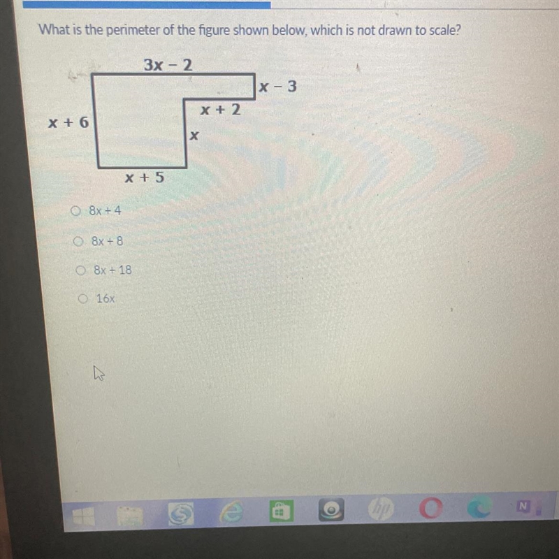 What is the perimeter of the figure shown below which is not drawn to scale-example-1