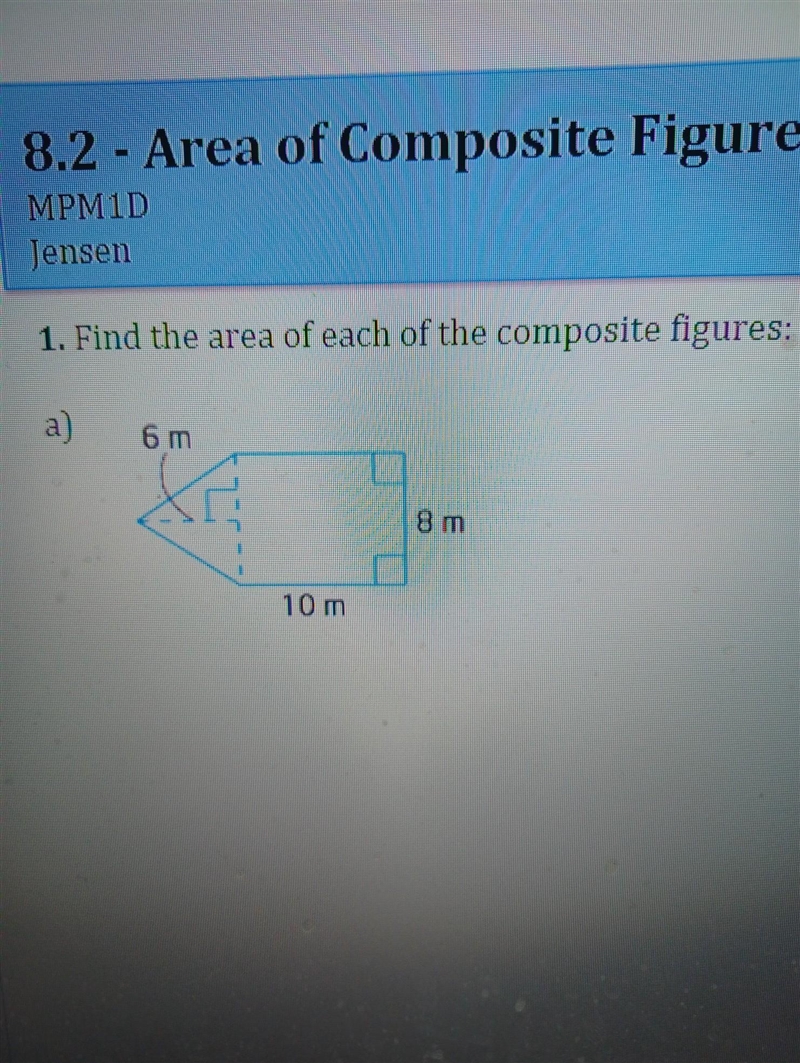 Area of a composite figures worksheet. how do you solve it? step-by-step​-example-1