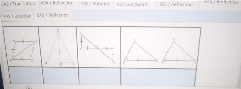 Drag the correct description of the Transformation and congruence criterion into the-example-1