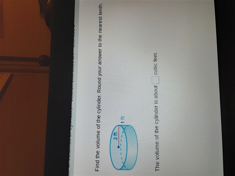 Find the volume if the cylinder. Round your answer to the nearest tenth.-example-1