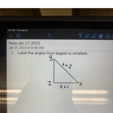 How can I label these angles from largest to smallest using the triangle inequality-example-1