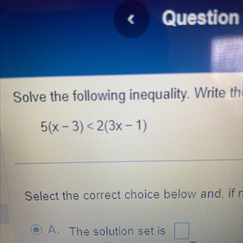 Solve the following inequality. Write the solution set in interval notation-example-1