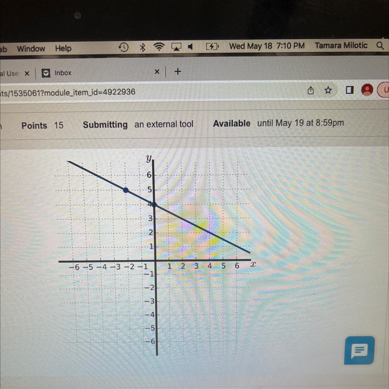 Find the slope of the line graph shown below enter answer as a simplified improper-example-1