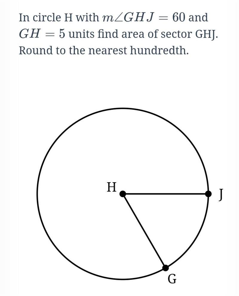 Find area of sector GHJ. Round to the nearest hundredth.-example-1