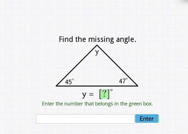 PLEASE HELP will give 5 stars on intro to angle sum theorem find the missing angle-example-1