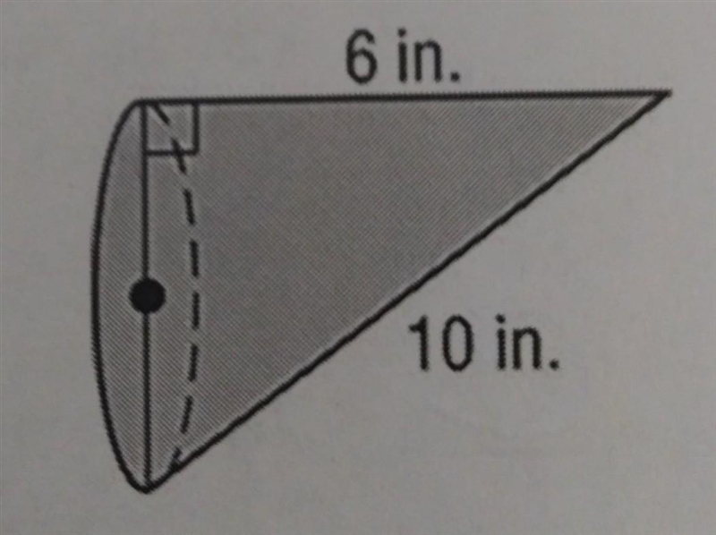 Find the volume of the oblique cone A 1206.4 inB 402.1 in.C 301.6D 100.5 in.-example-1