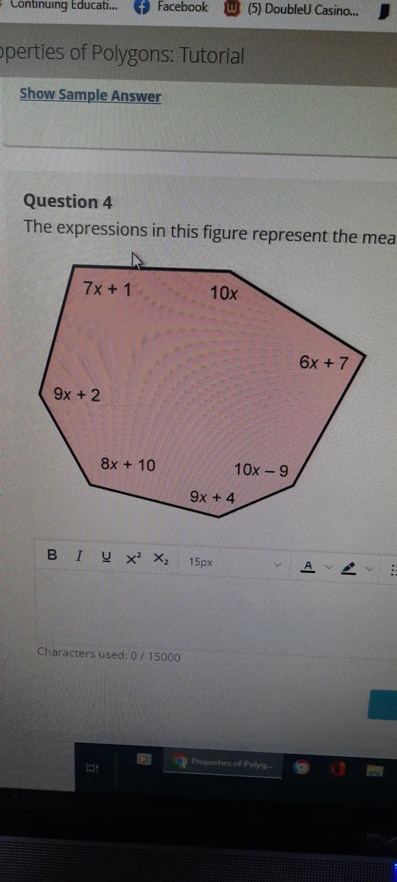 7x + 1 9x + 2 8x + 10 10x 10x - 9 9x + 4 6x + 7 need to solve for x-example-1