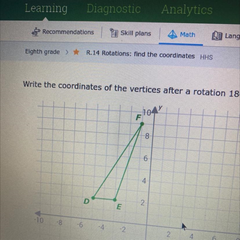 Please write the coordinates of the vertices after a 180 degrees rotation clockwise-example-1