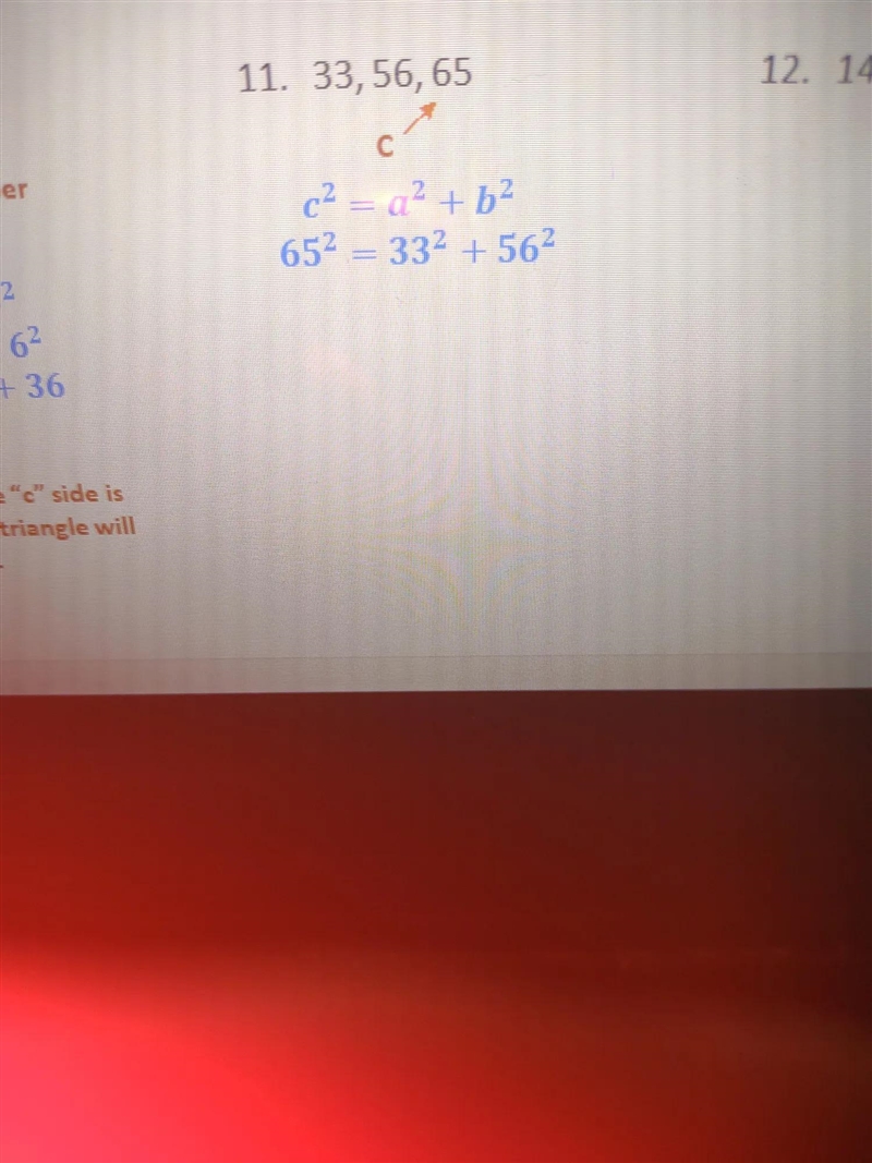 Determine whether the given side represents an actual right or obtuse triangle-example-1