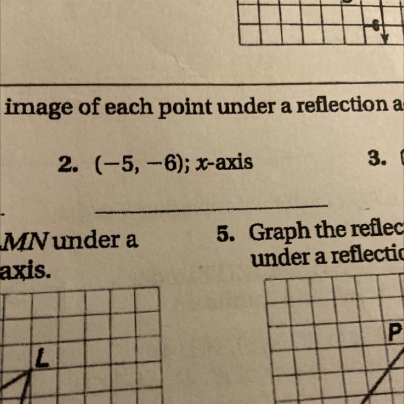 give the coordinates of the image of each point under a reflection across to given-example-1