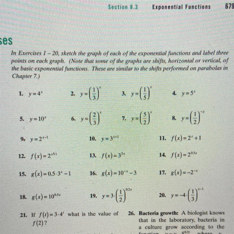 Question 3. Y=(1/5)^xSketch the graph of each of the exponential functions and label-example-1