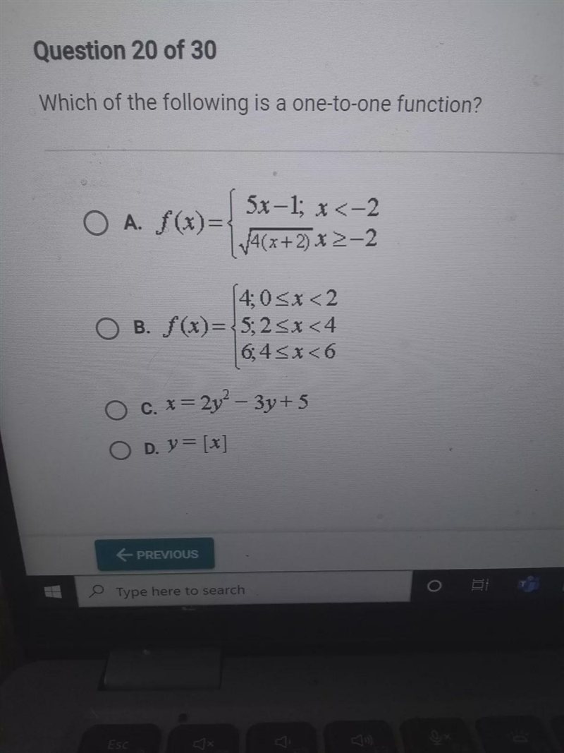 Which of the following is a one-to-one function? 5x-1; X-example-1