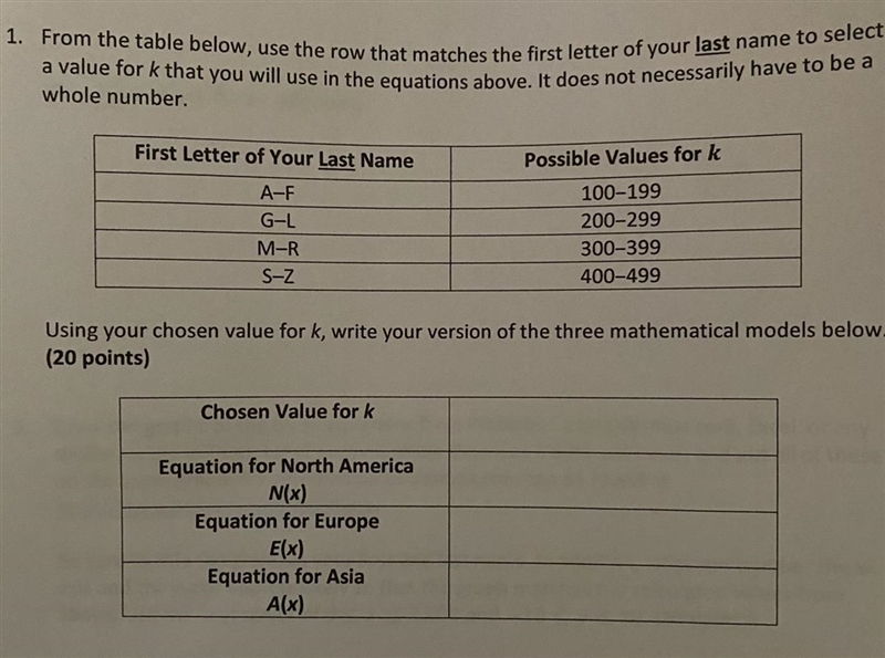 From the table below, use the row that matches the first letter of your last name-example-1