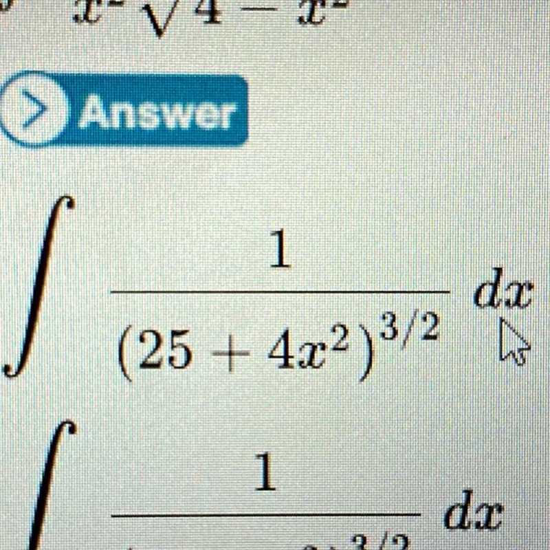 Evaluate the indefinite integral, using trigonometric substitution and a triangle-example-1