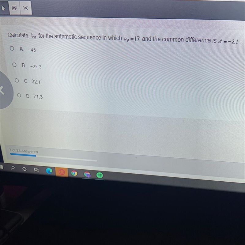 Calculate Sy for the arithmetic sequence in which ag = 17 and the common difference-example-1