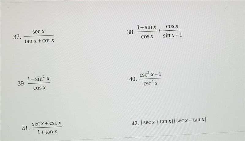 Simplify each expression. (by using the reciprocal identities, quotient identities-example-1