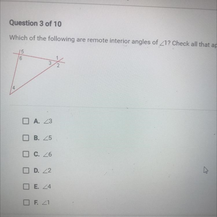 Which of the following are remote interior angles of Z1? Check all that apply51613/241O-example-1