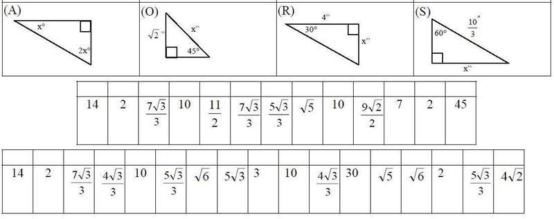 Use the properties of 30-60-90 and 45-45-90 triangles to solve for x in each of the-example-2