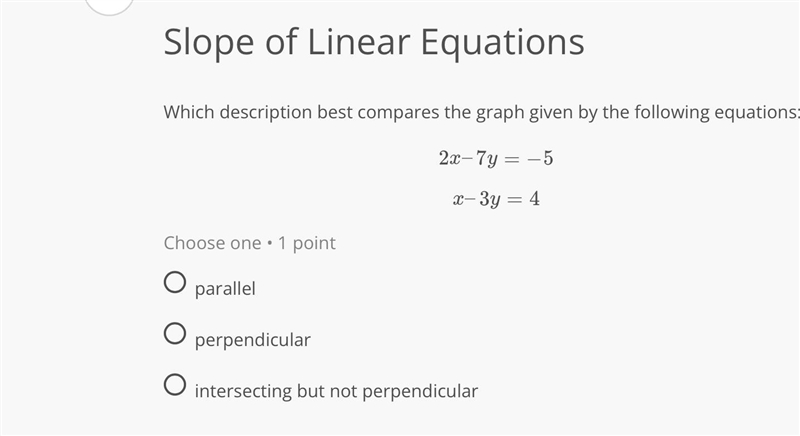 Which equation shows a slope of -5 and a y-intercept of (0,1)?-example-1