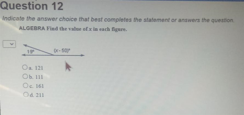 Question 12 Indicate the answer choice that best completes the statement or answers-example-1