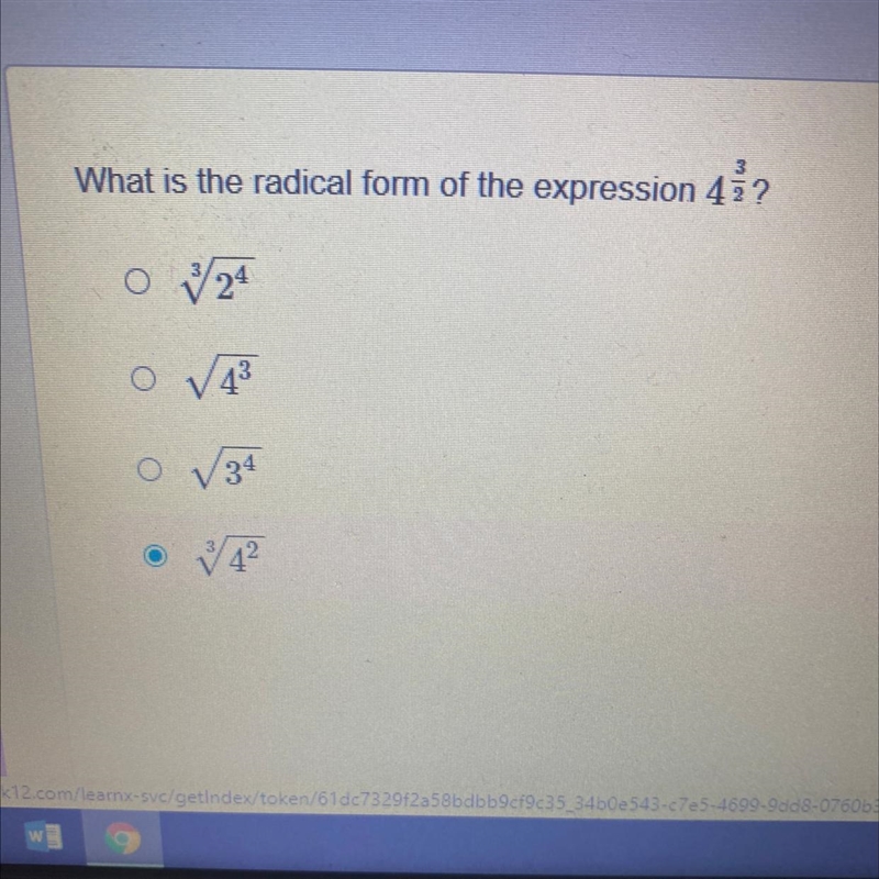 What is the radical form of the expression 4 3/2-example-1