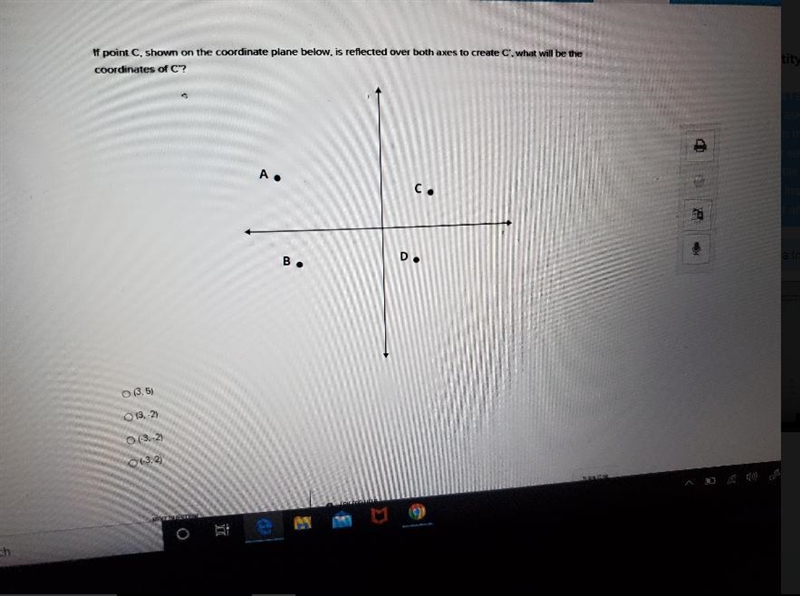 if point c, shown on the coordinate plane below is reflected over both axes to create-example-1