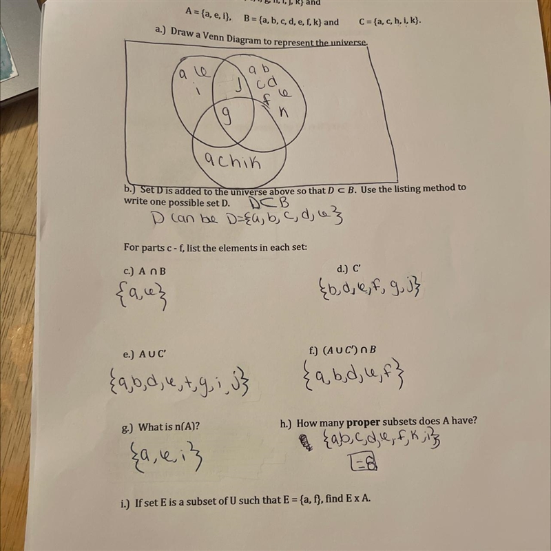 If set E is a subset of U such that E = (a,f), find E x A-example-1