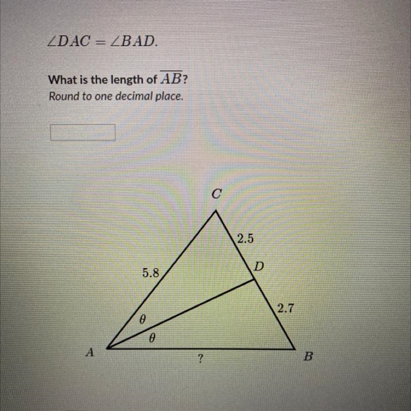 DACBADWhat is the length of AB?Round to one decimal place,-example-1