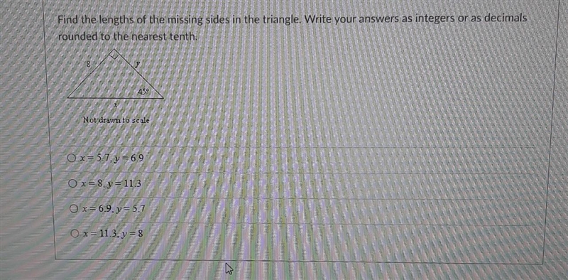 Find the lengths of the missing sides in the triangle. Write your answers as integers-example-1