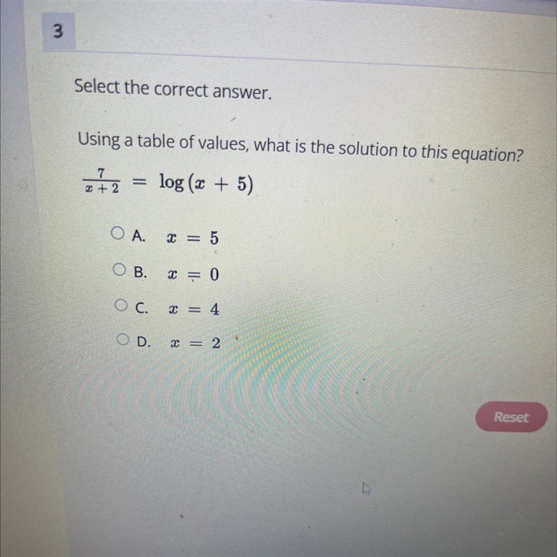 Using a table of values, what is the solution to this equation?-example-1