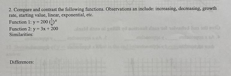 Compare and contrast the following functions. Observations an include: increasing-example-1