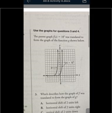 N 'The parent graph f(x) = 10 was translated toform the graph of the function g shown-example-1