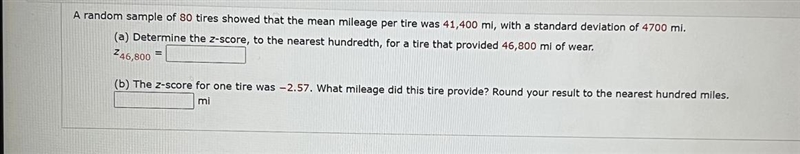 A random sample of 80 tires showed that the mean mileage per tire was 41,400mi, with-example-1