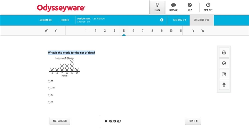 Pls help... What is the mode for the set of data?-example-1