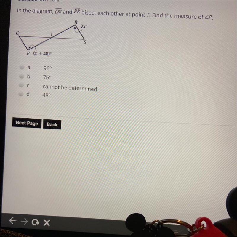 In the diagram, es and PR bisect each other at point T. Find the measure of-example-1