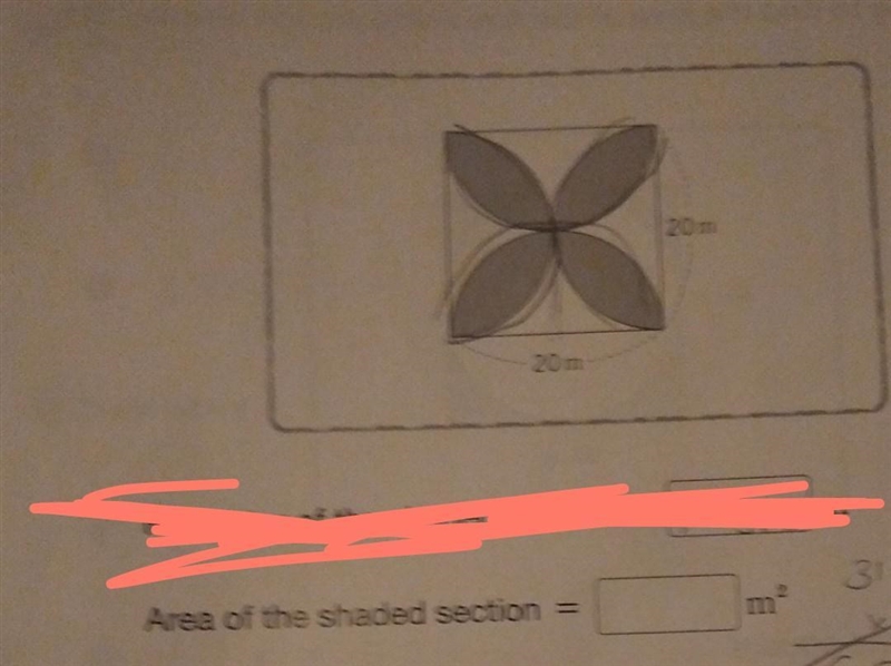 I need help with this problem. i need to find the area of the shaded section (ignore-example-1